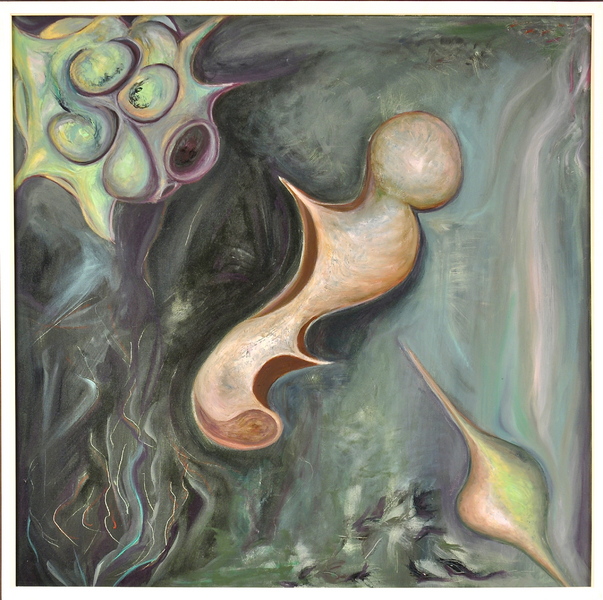 Devastation Later, Organic Abstract #V, 2010,, </>Oil on canvas, </>32"j x 32"w x 25"d, framed
