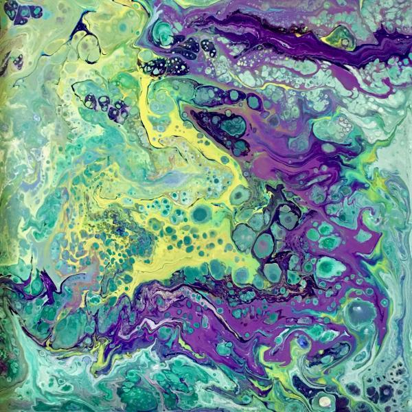 Purple Waves, 2018,, </> Mixed media on canvas, </>12" x 12"