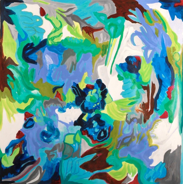 Wellspring, 2013, <br/>
Oil and acrylic on canvas, <br/>
42"h x 42w"