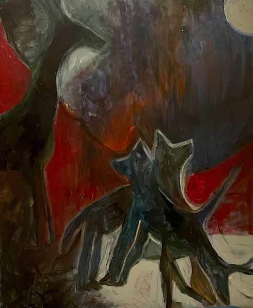Beasts of the Night, 2013, </>Oil and mixed media on canvas, </>20"h x 16"w