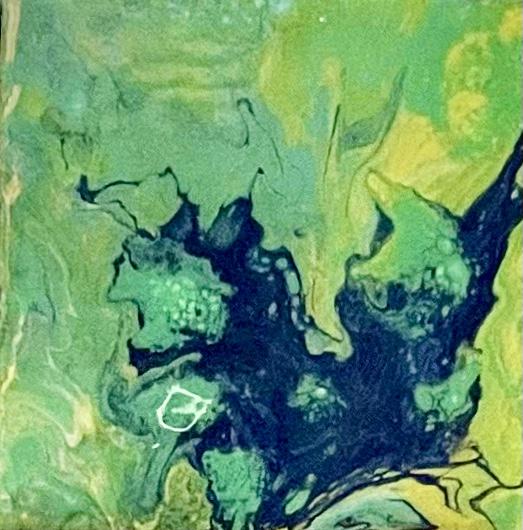 Enchanted Pond, 2021, </>Mixed media on canvas,  </>8" x 8"