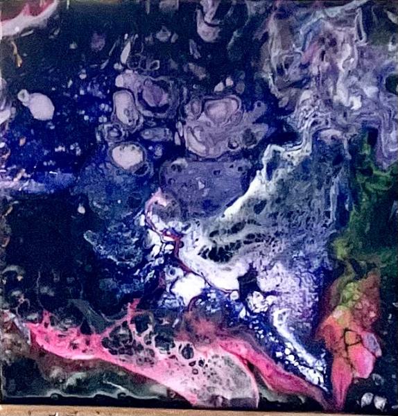 Deep Purple Space, 2021, </>Mixed media on canvas, </>12" x 12